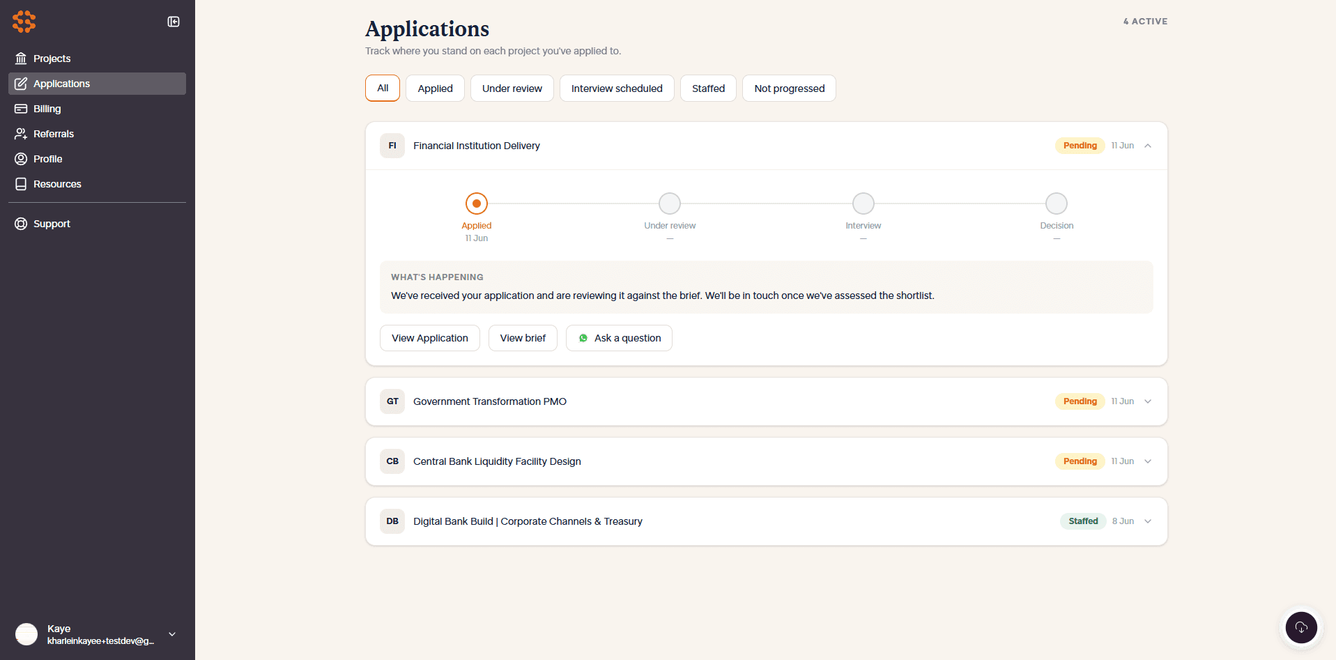 Sharp Minds — Application tracker (demo data)